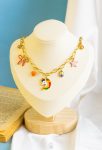 gold colourful toys necklace