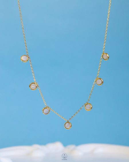 gold tiny white seashell necklace