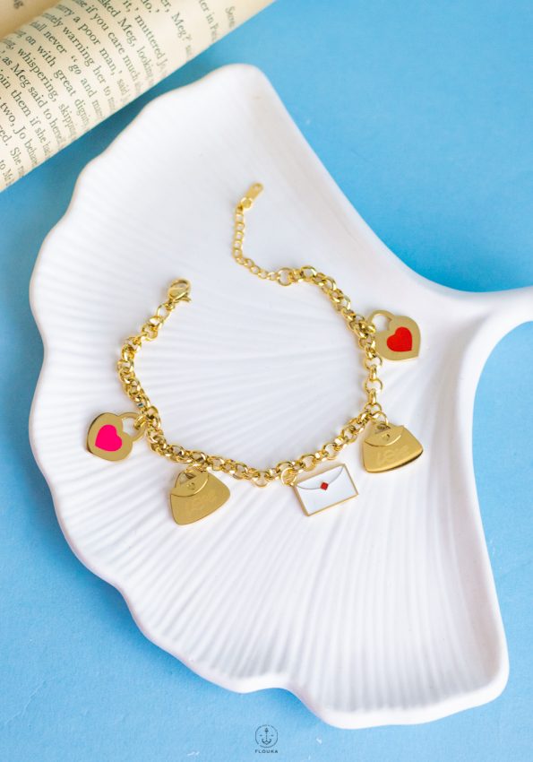 gold hearts & bags bracelet