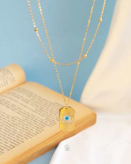 gold bar eye necklace