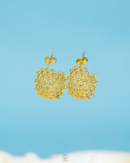 gold net earrings