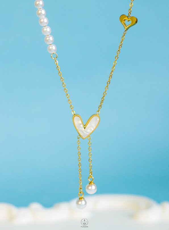 fake pearl heart necklace