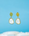 gold white seashell earrings