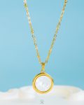 gold fake white seashell necklace