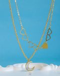 double layer hearts crescent necklace