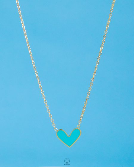 small gold blue heart necklace