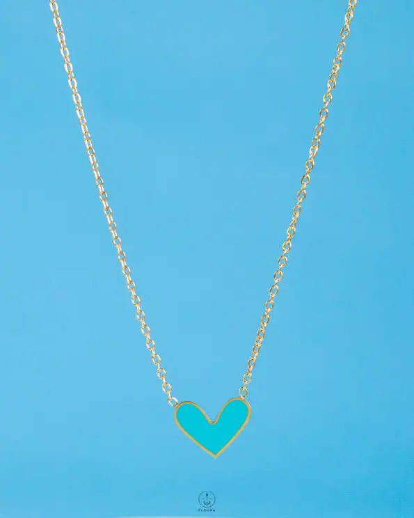 small gold blue heart necklace