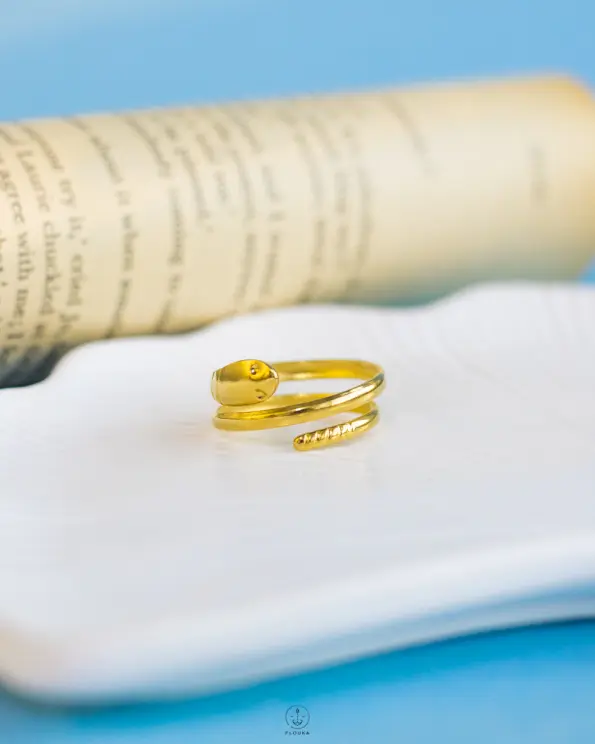 gold free size snake ring