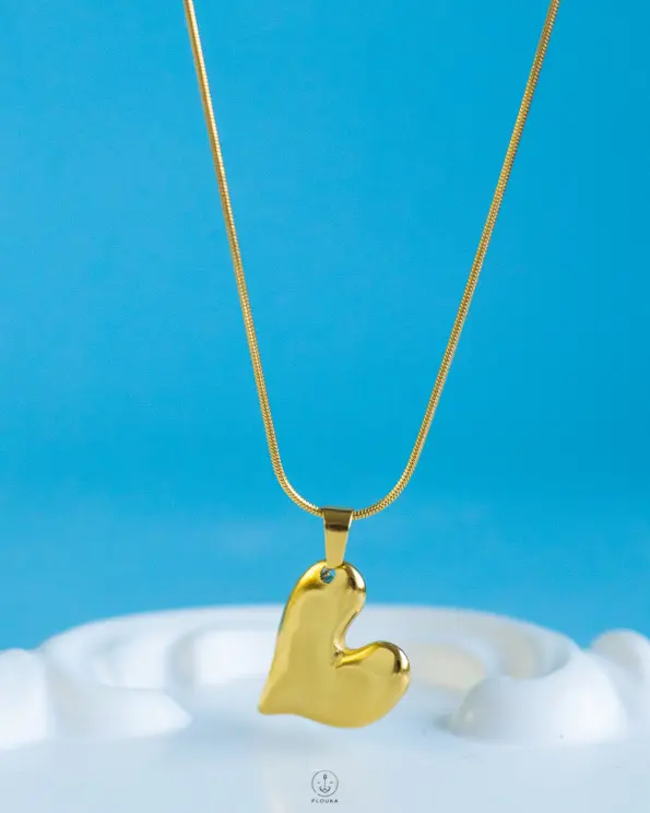 gold mouse heart necklace