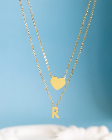 double layer heart R necklace