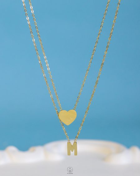 double layer heart M necklace