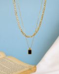 double layer black bar necklace