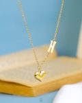 double layer letter H heart necklace