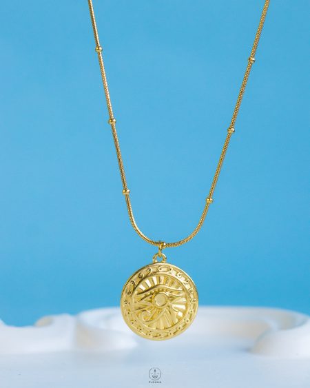 gold shine eye necklace