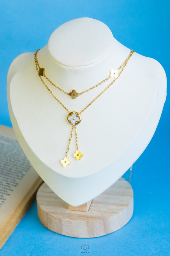 white lv double layer necklace