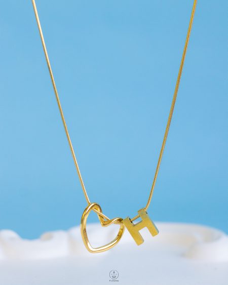 trendy heart letter H necklace