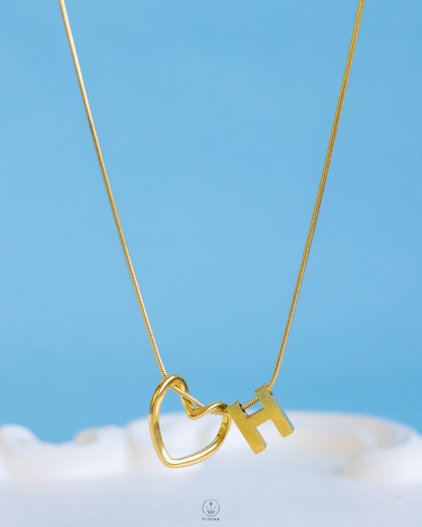 trendy heart letter H necklace