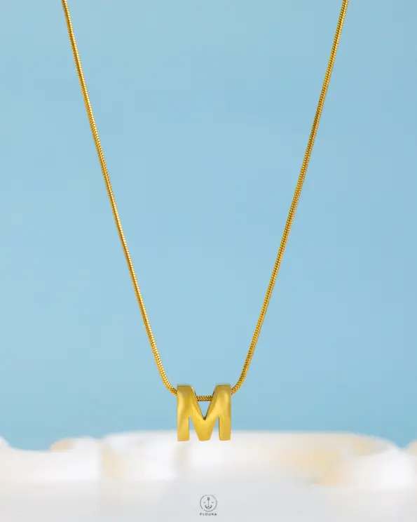 trendy heart letter M necklace