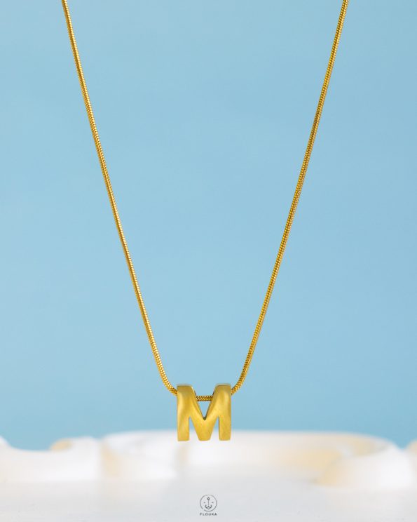 gold mouse necklace letter M