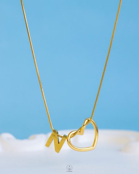 trendy heart letter N necklace