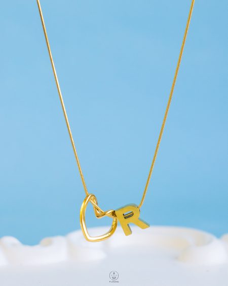 trendy heart letter R necklace