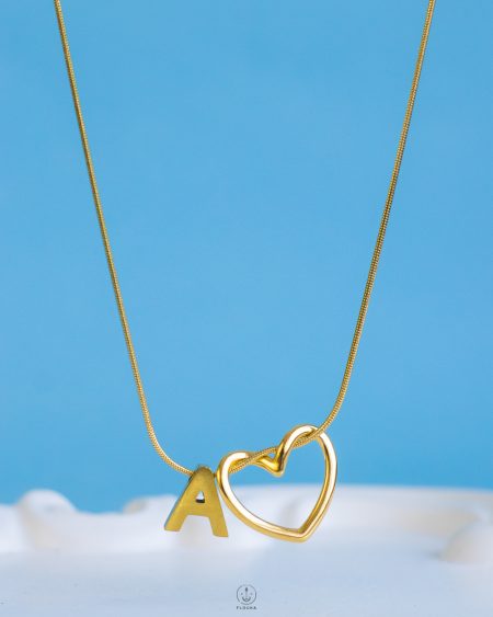 trendy heart letter A necklace