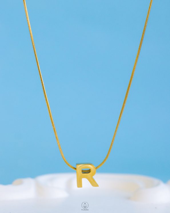 gold mouse necklace letter R