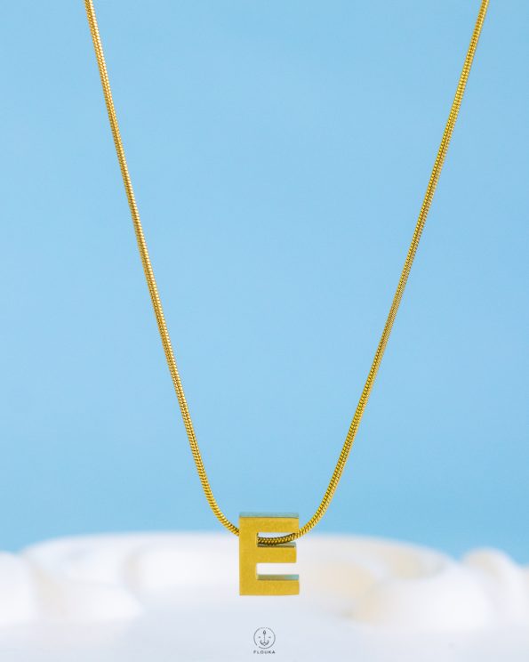 gold mouse necklace letter E