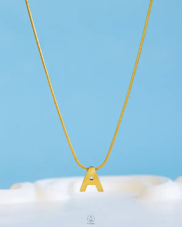 gold mouse necklace letter A