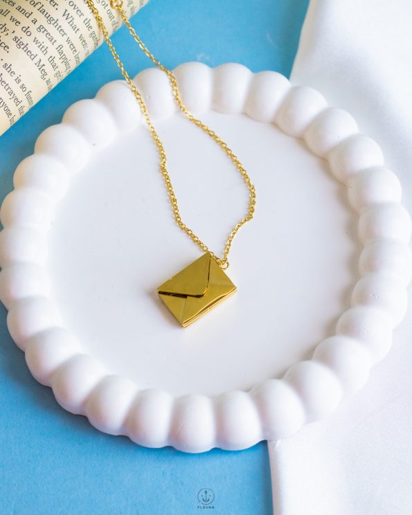 gold love envelope necklace