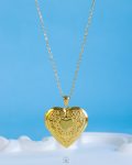 engraved heart PHOTO locket rope necklace