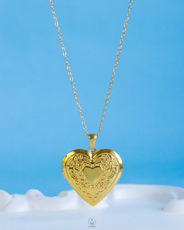 engraved heart PHOTO locket rope necklace