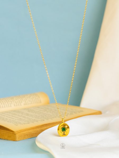 gold tree paint necklace