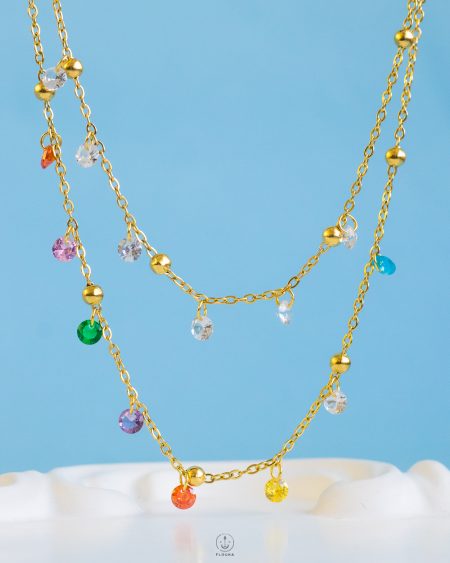 double layer colourful straus necklace