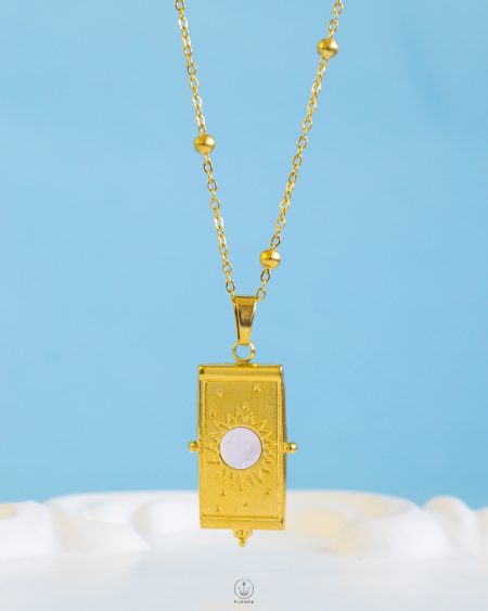 gold frame sun shine necklace