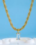 gold mirror stone necklace