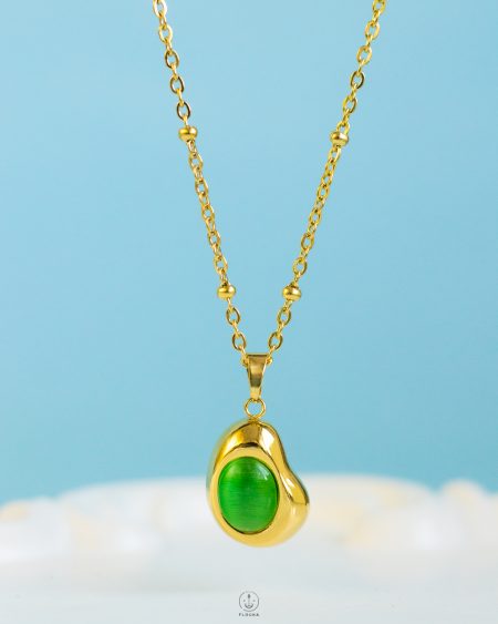 green cat eye avocado necklace