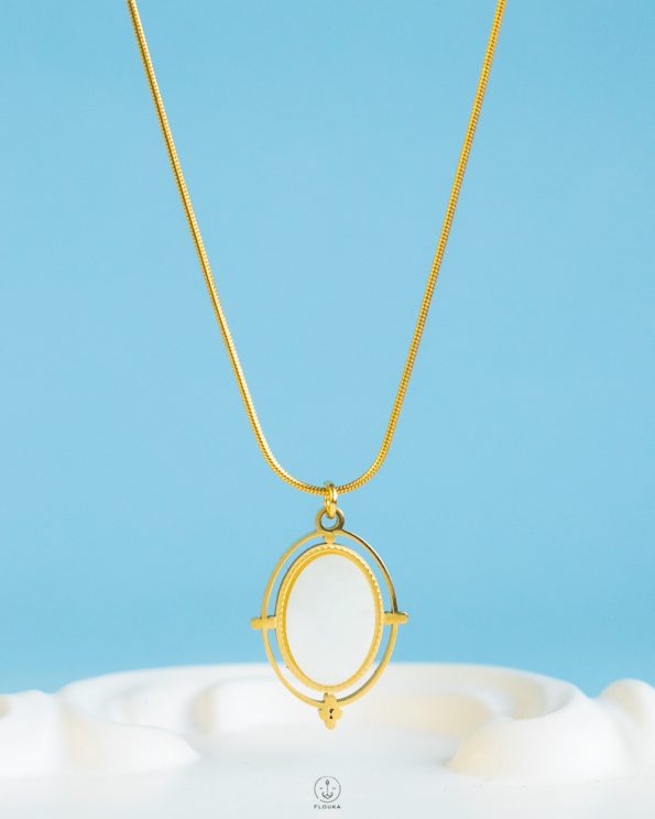 white frame necklace