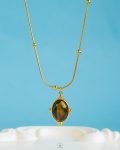 tiger eye stone frame necklace