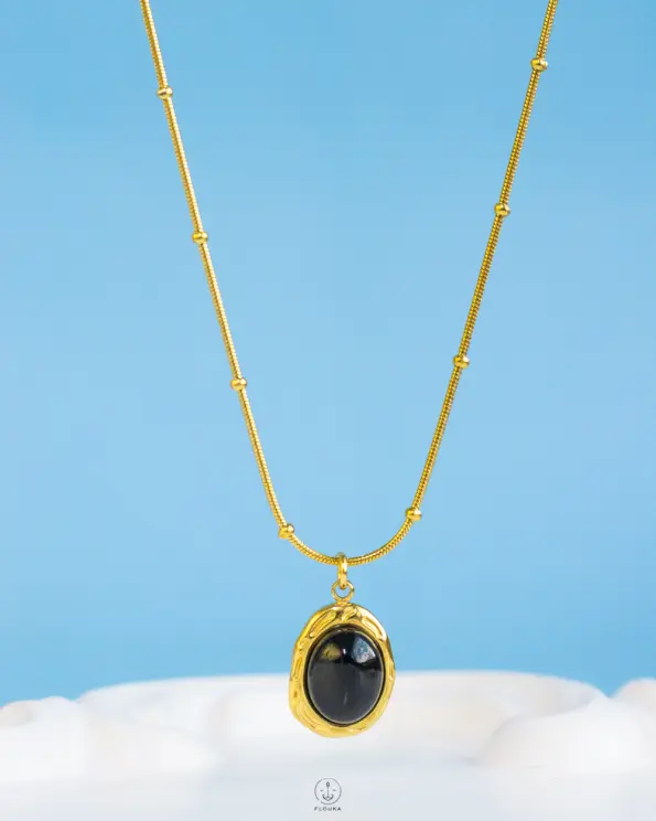 black cat eye stone necklace