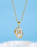 white Resin letter H necklace