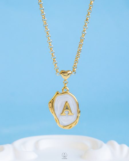 white Resin letter A necklace