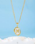 white Resin letter M necklace