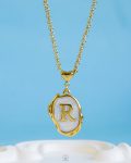 white Resin letter R necklace