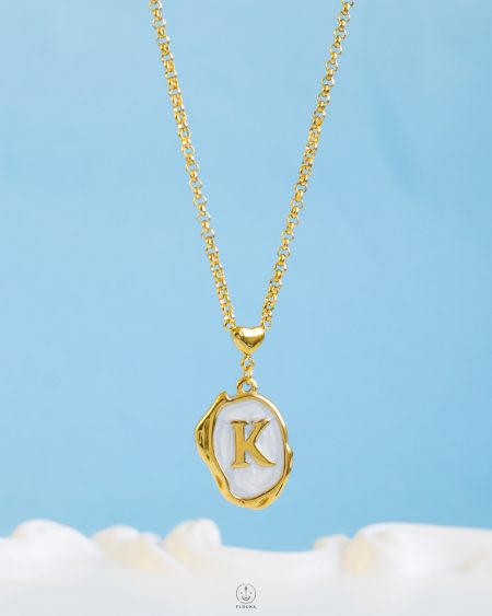 white Resin letter K necklace