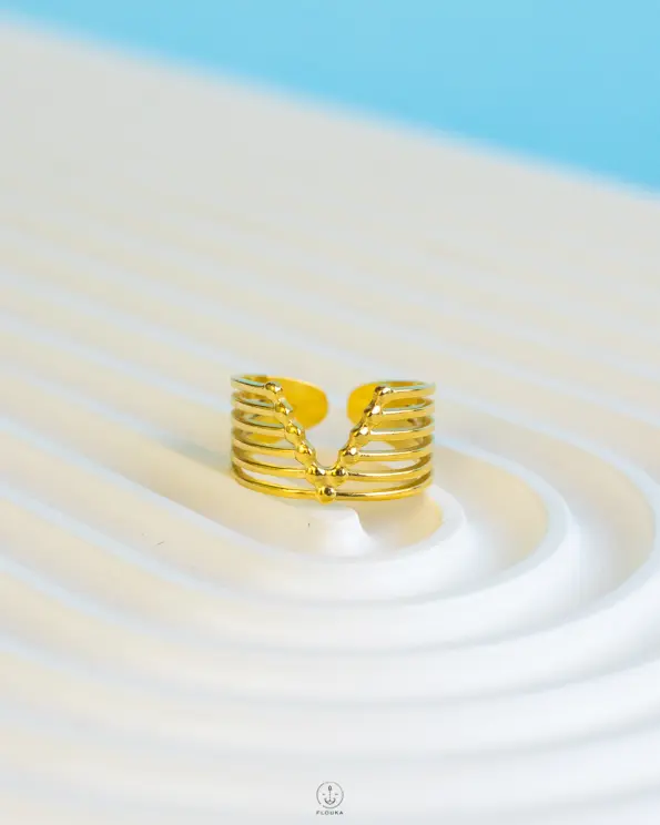 gold free size V ring