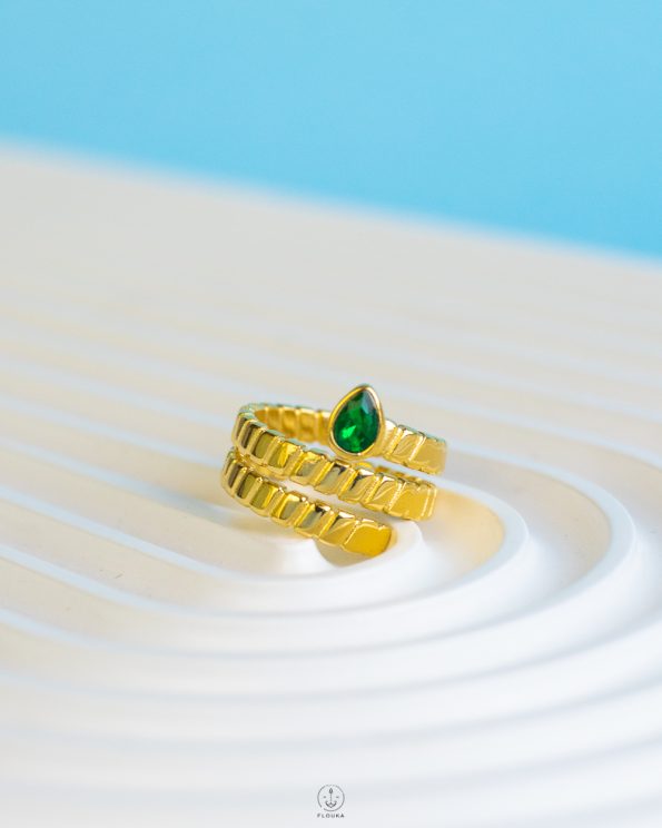 gold roll green straus ring