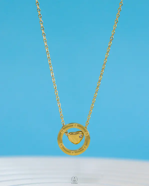 gold heart circle bracelet