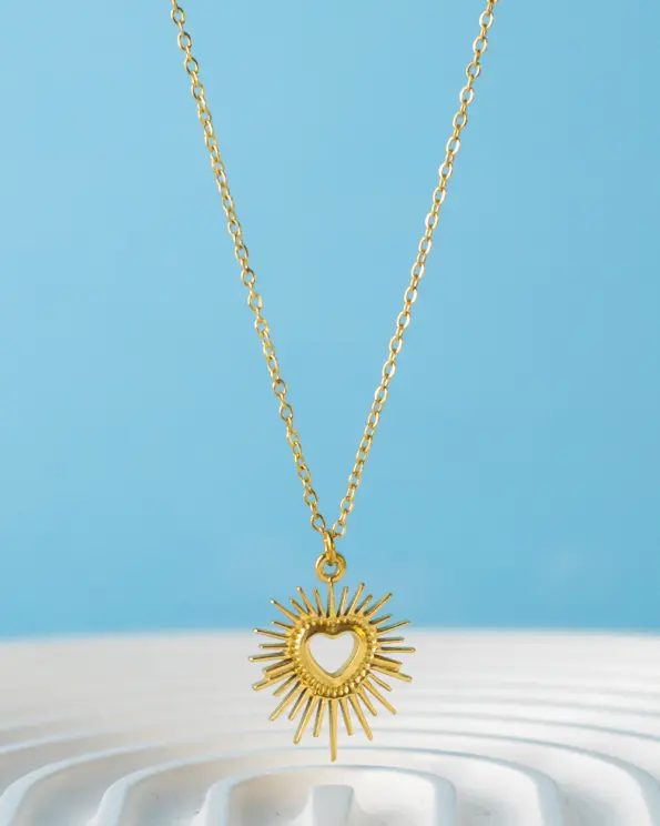 gold heart shine necklace