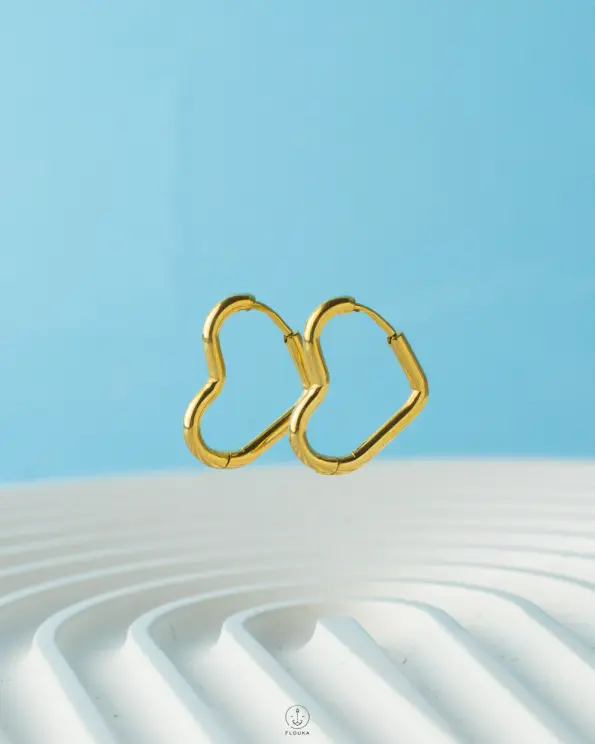 gold heart takka earrings
